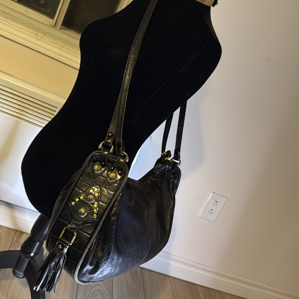 VTG Chance Encounters Black Leather  crossbody Bag
